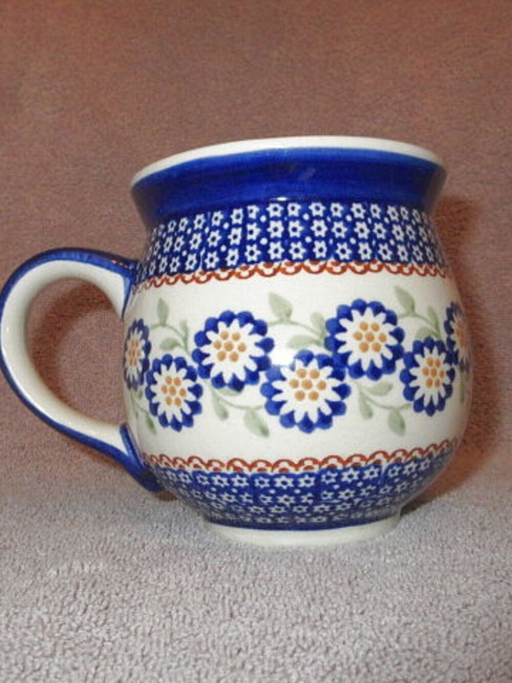Polish Pottery Mums The Word Bubble Mug Stoneware A. Czerwinska Boleslawiec EUC